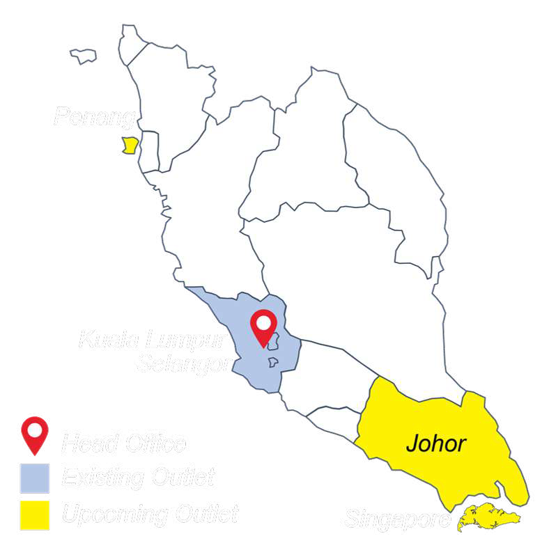 Expansion map: Kuala Lumpur, Selangor, Johor, Penang